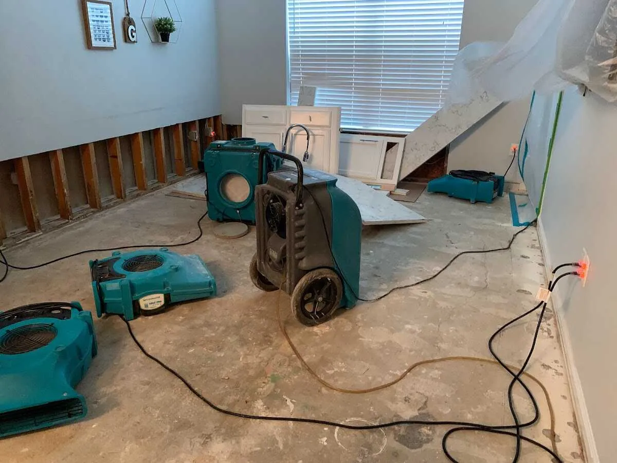 Dehumidifier in flood-cut room for Water Extraction & Removal in Arkansas City