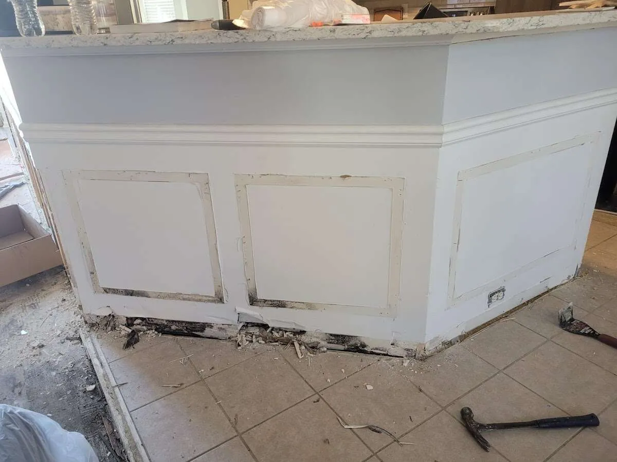 Water damage and mold on kitchen during Storm Damage Restoration in Arkansas City